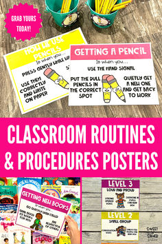 classroom routine posters and other activities to help students learn how to use them in the classroom