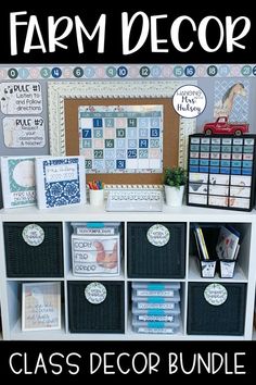 the classroom decor bundle is organized and ready to be used as a wall hanging unit