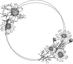 an oval frame with flowers in the middle and one flower at the bottom, vintage line drawing or engraving illustration