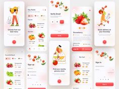 the app is designed to look like it has fruits and vegetables on it, including strawberries