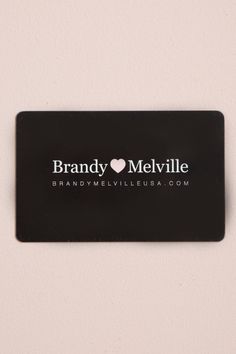 a black and white business card with the name brandy mclevie written on it