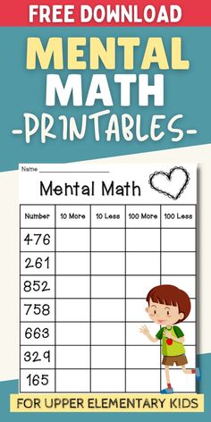 the free printable mental math worksheet for upper and lower elementary students to practice numbers