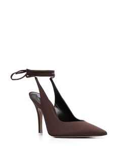 The Attico Venus 105mm pointed-toe Pumps - Farfetch Slingback Mules, Brown Pumps, Silver Pumps, The Attico, Blue Pumps, Pink Pumps, Satin Heels, Stiletto Shoes, Classic Pumps