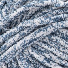 closeup of blue and white textured yarn