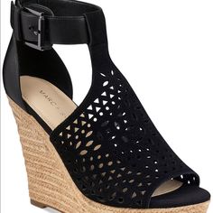 Multi Suede Black Hasina Black Wedge Sandals, Platform Wedge Sandals, Marc Fisher, Platform Wedge, Sandals Black, Espadrille Shoes, Wedge Espadrille, Womens Shoes Wedges, Espadrilles Wedges