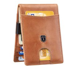 Leather Wallet Money Clip New Large Capacity: 1 Outside Card Slot For Easy Access, 2 Inside Card Slots, 1 Id Slot And An Inside Money Clip That Can Hold Up Your Cash Tightly. Rfid Blocking: The Military Grade Rfid Blocking Technology Is Equipped To Ensure The Safety Of Your Vital Private Information. Gift Idea: This Is An Excellent Gift Idea For Birthday, Anniversary, Christmas And Any Other Important Date. Money Clip Wallet, Important Dates, Money Clip, Card Slots, Leather Craft, Leather Wallet, Money, New Color, Man Shop