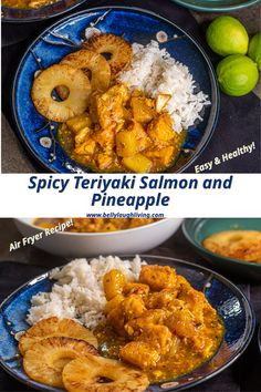 Air fried spicy teriyaki salmon and pineapple Salmon And Pineapple, Salmon With Pineapple, Salmon Teriyaki, Fried Salmon, Teriyaki Salmon, Salmon Recipe, Teriyaki Sauce