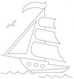 a boat is shown in the shape of a dotted line, with dots on it