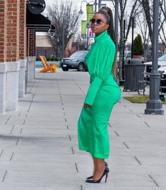 Have all eyes on you in this unreal dress. Give your wardrobe a seriously chic update with this dress. Featuring a green material with puff sleeves , we're in love. style with heels or boots for a complete look. Model wearing medium Love Style, Green Material, All Eyes, All About Eyes, Puff Sleeves, Puff Sleeve, Wrap Dress, Round Neck, Midi Dress