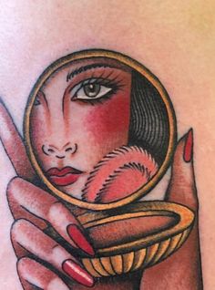 American Traditional Mirror Tattoo, Traditional Style Sleeve, Hippie Girl Tattoos, Deco Tattoo, Mirror Tattoos, Traditional Chest, Art Deco Tattoo, Tattoo 2024