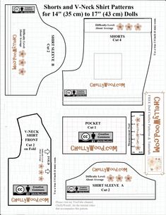 an image of a sewing pattern for shorts and t - shirt patterns, with instructions to make