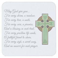 a card with a cross and poem on it