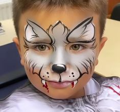 Facepainting Ideas Kids, Boys Face Painting, Deer Face Paint, Animal Face Paint, Dog Face Paints, Halloween Face Paint Designs, Skeleton Face Paint