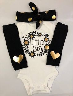 Baby Girl outfit little sister Black Legwarmers, Newborn Hospital Outfit, Isabella Grace, Newborn Hospital Outfits, Htv Ideas, Babies Fashion, Monochrome Baby, Kid Outfits, Girl Coming Home Outfit