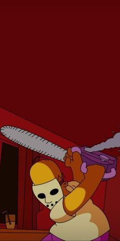 an animated image of a cartoon character holding a large knife