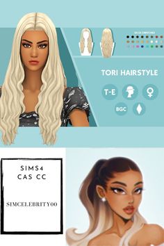 an image of a woman's hair and makeup in the game sims4 cas cc