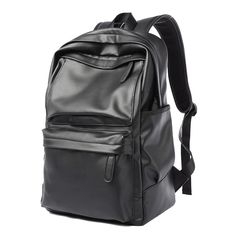 Men's Fashion Casual Solid Color Backpack - Dazpy Leather School Backpack, Leather School Bag, Waterproof Laptop Backpack, Laptop Backpack Women, Leather Laptop Backpack, Waterproof Travel Bag, Backpack Waterproof, Pu Bag, Colorful Backpacks