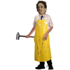 Based on the 1974 classic iThe Texas Chainsaw Massacre-i this butcher's apron has all the important details: a rear chain tie and bright yellow vinyl that's covered in faux blood splatter. pbKids' Leatherface Apron product details:-b-p ul liFabric neck strap-li liRear chain tie-li liFaux blood splatter details-li liPolyvinyl metal and polyester-li liDoes not include shoes mask shirt tie pants or weapon-li liOne size fits most-li -ul pOfficially licensed The Texas Chainsaw Massacre product.-p pbC Texas Chainsaw Costume, Texas Chainsaw Mascara, Scariest Halloween Costumes, Leatherface Costume, Horror Movie Costumes, Butcher Apron, Horror Halloween Costumes, Tie Pants, Blood Splatter