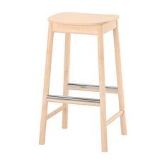 a wooden stool with two barstools on the bottom and one seat upholstered