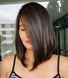 Long Bob Haircuts, Shoulder Length Hair Cuts, Long Bob Hairstyles, Penteado Cabelo Curto, Trending Hairstyles, Bob Haircuts, Medium Hair Cuts, Dark Brown Hair, Shoulder Length Hair