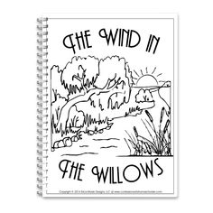 the wind in the willows coloring book is open and has black ink on it