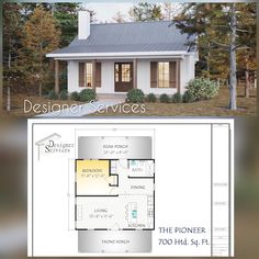 the floor plan for a small house is shown in two different views, and it's