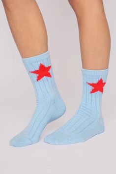 Fun Socks - Traquil - Blue These Fun Socks feature a soft rib sock with a red star at the top and country girl lettering, perfect for western lovers or country gals. Grippers ensure a non-slip fit, so you can comfortably wear all day. Red Stars, Fun Socks, Red Star, Girls Prints, Country Girl, Cool Socks, Country Girls, Cool Girl, Socks