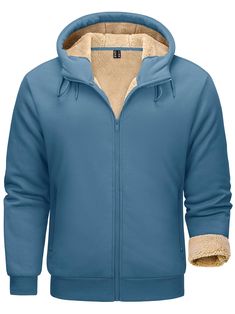 PRICES MAY VARY. 95% Cotton, 5% Spandex Imported Zipper closure Hand Wash Only MATERIAL: 95%Cotton, 5%Spandex, Windproof, Thermal, Anti-Pilling, Anti-Shrink, Anti-Wrinkle. WARM FLEECE: Men hooded casual style jacket with ultra soft warm fleece, multi-functional fit and maximum warmth for years of use. DESIGN: Drawstring hood and elastic cuffs make the jacket windproof and thermal. MULTI-POCKETS: 2 side zipper pockets, where you can offer a good protect for you phone, keys and small essentials. 1 Mens Fleece Hoodie, Fleece Men, Sherpa Lined Jacket, Zip Coat, Jackets Winter, Winter Sweatshirt, Sherpa Jacket, Cool Jackets, Mens Fleece