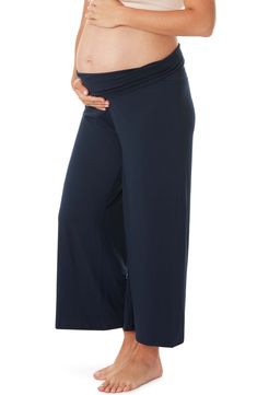 A high wide waistband supports your bump and postpartum figure in these supersoft ankle pants finished with breezy legs. 96% lyocell, 4% elastane Machine wash, dry flat Imported Loungewear Pants With Wide Waistband And Comfort Stretch, Comfort Stretch Pants With Wide Waistband For Loungewear, Elastane Pants With Wide Waistband For Loungewear, Versatile Straight Yoga Pants In Elastane, Relaxed Fit Wide Leg Elastane Yoga Pants, Maternity Pants With Elastic Waistband, Versatile Loungewear Bottoms With Wide Waistband, Wide Waistband Bottoms For Loungewear, Casual Maternity Pants With Relaxed Fit