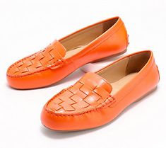 A must-have option for your casual collection, these driving mocs make a memorable style statement with a woven front. From Dune London. Spring Casual Woven Leather Loafers, Spring Woven Leather Loafers With Flat Heel, Casual Woven Leather Loafers With Round Toe, Casual Slip-on Loafers With Woven Leather, Casual Woven Leather Flats With Round Toe, Spring Flats With Intrecciato Weave And Round Toe, Orange Loafers With Round Toe For Spring, Orange Round Toe Loafers For Spring, Spring Orange Loafers With Round Toe