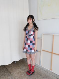 Composition : COTTON 100%Color : REDCountry of Origin : Republic of Korea Red Patchwork Mini Dress, Cotton Patchwork Mini Dress, Patchwork Cotton Mini Dress, Spring Patchwork Mini Dress, Chinese Fashion, Red Mini Dress, Gingham, Jumpsuit Dress, Jumpsuit