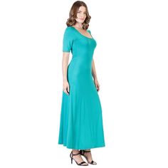 A trendy fashion forward look has never been so comfortable. This full length maxi dress for women is a must have year round style. Featuring a lovely scoop neckline, elbow length sleeves, full A line skirt, ankle length hemline, and and it is made from a soft comfortable stretch material. Pair this maxi dress with a denim or leather jacket for a stylish edgy look. Available in four stylish colors and it is machine washable for easy care. Made from a comfortable stretch material. rayon spandex b Casual Maxi Dress, Maxi Dress For Women, Line Skirt, Womens Casual, Maxi Dresses Casual, Edgy Look, Elbow Length Sleeve, Maxi Dress With Sleeves, Dress For Women