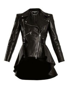 Genuine Leather Peplum Biker Jacket Lamb Skin slim Fit Leather Frock has a waist-defining peplum hem that mimics the shape of a fresh bloom. Wear it with everything from cropped pants to flouncy midi dresses. -Designed with double stitching for durability. -Exterior- Made from Premium Lamb Skin 100% Genuine Leather. -Interior- Satin Lining Used. -Fasten at the front with YKK zipper. -Exterior- 3 outside pockets with YKK (ZIP). All sizes available. If your size is not mentioned here, kindly send Fitted Biker Jacket, Womens Leather Biker Jacket, Leather Peplum, Denim Coat Women, Biker Leather Jacket, Peplum Jacket, Real Leather Jacket, Custom Jacket, Biker Leather