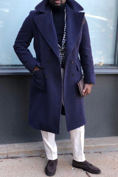 Blue Overcoat New York Instagram, Mens Fashion Fall Casual, Mens Winter Fashion Outfits, Overcoat Men