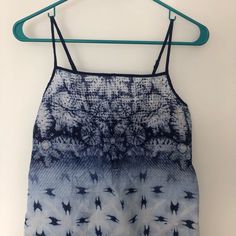 Beautiful Summer Cotton Dress. New With Tag Blue Printed Mini Dress For Summer, Blue Cami Sundress For The Beach, Blue Cami Dress For Beach, Blue Cami Dress For The Beach, Indigo Printed Summer Tops, Blue Printed Maxi Dress With Spaghetti Straps, Blue Printed Sundress For Summer, Blue Cami Sundress For Spring, Casual Blue Cami Sundress