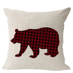 PRICES MAY VARY. Polyester Animal Bear Red And Black Chess plaid Scottish Buffalo Measures 18''x18'' inches square, 45 x 45 cm，1-2cm error . This cushion cover has an invisible zipper,Safe to machine wash.Print just on ONE side Environmentally friendly Cotton linen Materials.ONLY Piece (not include insert,only the pillowcase) If you need pillow insert , You can search ASIN: B06XQBTZ1W, you can buy it. BRAND:LIPOR
 Decorate your room, bedroom，brighten your eyes anf bring good moods to you.It also Letter Pillows, Animal Bear, Plaid Throw, Garden Pillows, Buffalo Plaid Christmas, Decorative Cushion Covers, Perfect Pillow, Decorate Your Room, Throw Pillow Cases