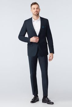 Highworth Teal Blazer Black And Teal Suit Men, Modern Suits With Pressed Crease, Mens Teal Suit Wedding, Modern Semi-formal Suits, Teal Blue Suit Men, Dark Teal Suit, Indigo Blazers, Men’s Teal Suit, Custom Blazers