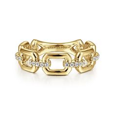 Chain Link Ring, Gabriel Jewelry, Ladies Rings, Link Ring, Jewelry Appraisal, Linking Rings, Diamond Chain, Chic Jewelry, Yellow Gold Chain