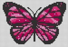 a cross stitch butterfly pattern in purple and black