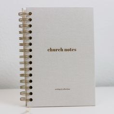 a white book with the words church notes written on it