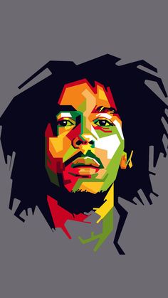 bob marley is featured in this colorful poster