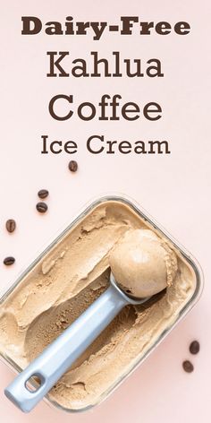 a scoop of coffee ice cream sitting in a container