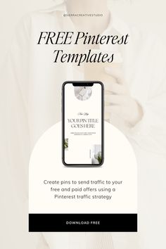 the free pinterest templates for your website is shown in black and white