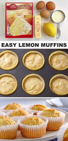 lemon muffins are being made in the oven and then baked into cupcake tins