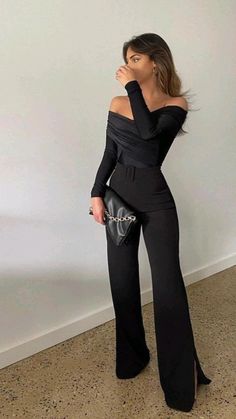 jumpsuit black jumpsuit 
black outfit 
winter outfit 
elegant outfit 
luxurious outfit 
all black outfit 
outfit of the day Elegantes Party Outfit, Black Jumpsuit Outfit, Elegantes Outfit Damen, Outfit Elegantes, Chique Outfits, Outfit Chic, Jumpsuit Outfit, Romper Outfit, Graduation Outfit