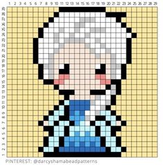 an image of the character frozen queen from frozen world, made out of pixellated squares