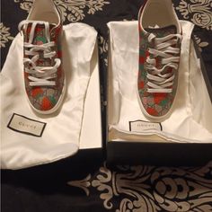 Brand New Authentic Sneakers Gucci Red Sneakers, Gucci Strawberry, Pink Gazelles, Gucci High Tops, Gucci Ace Sneakers, Gucci Shoes Sneakers, Shoes Gucci, Gucci Sneakers, Red Sneakers