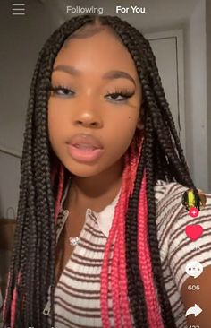 Oct 4, 2021 - This Pin was discovered by m. 🪐. Discover (and save!) your own Pins on Pinterest Braided Hairstyles 4c Hair, Two Colored Braids, Braids With Peekaboo Color, 2 Color Box Braids, Hair Color Braids, Color Braids, Hairstyles Pictures