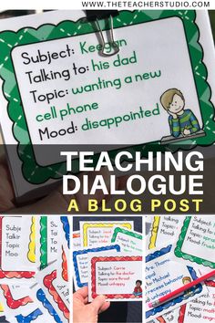 teaching dialogue with the words and pictures below