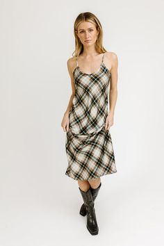 what you said plaid dress Brown Plaid, Take A Break, Plaid Dress, Large Black, Scoop Neckline, Midi Length, Black And Brown, Polyester Fabric, Take That